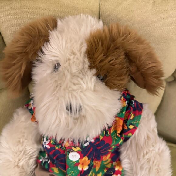 Build a Bear Workshop BAB Dog with Hawaiian Shirt, Safari Khaki Shorts & Sandals - Picture 2 of 10